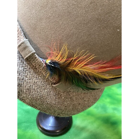 Union Made Men’s Fedora Hat Cap W Feather Size Medium 7 To 7 1/8 Very Good Shape - Picture 3 of 13